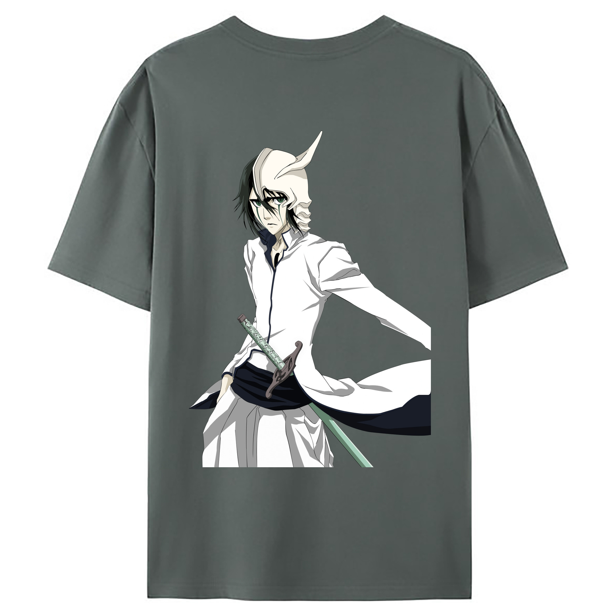 （画像用） ブリーチ ウルキオラ·シファー BLEACH Ulquiorra cifer 綿100％ メンズ半袖Tシャツ（バックプリント） 通気性